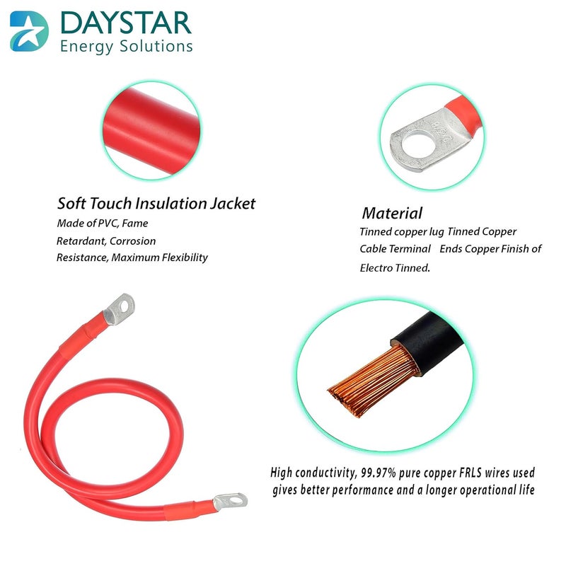 Daystar 10 Sq Mm Red and Black Battery Connecting Cables (5 Feet Each) - Image 2